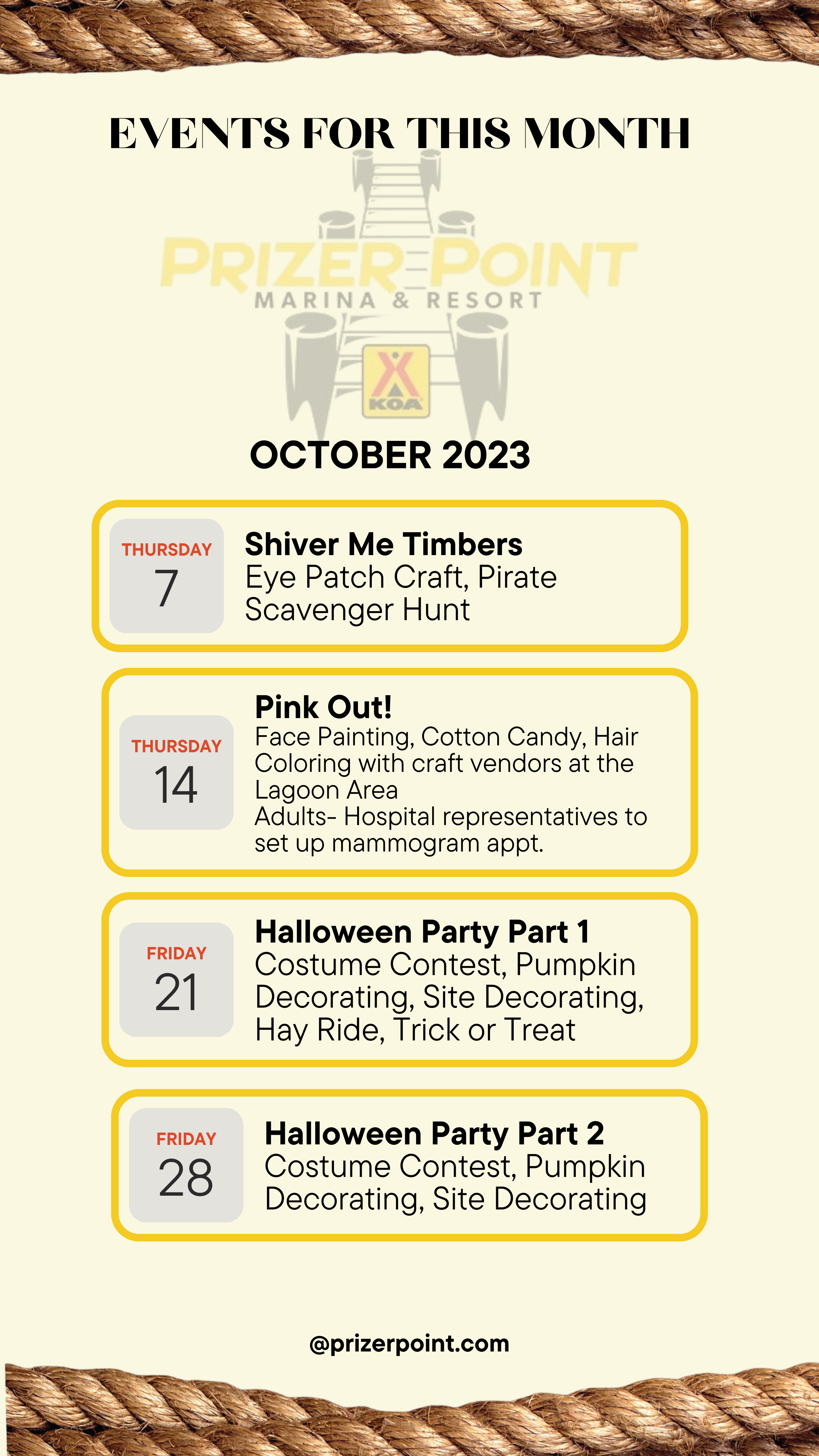 Prizer Point October Events
